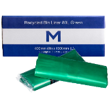 800mm x 1000mm x 30mu 50 Pack Box Rubbish Bin Liner, Rubbish Bags 80L - Green